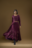 Orchid Wine Grid Skirt & Top Set