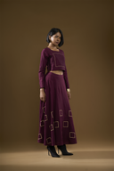 Orchid Wine Grid Skirt & Top Set