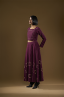 Orchid Wine Grid Skirt & Top Set