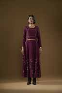Orchid Wine Grid Skirt & Top Set
