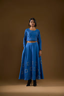 Orchid Blue Grid Skirt & Top Set