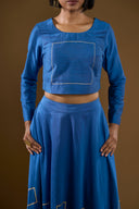 Orchid Blue Grid Skirt & Top Set