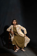 Tansy Olive & Yellow Kurta Set with Jacket