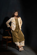 Tansy Olive & Yellow Kurta Set with Jacket