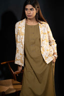 Tansy Olive & Yellow Kurta Set with Jacket