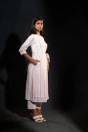 Anemone Pink Handloom LAYERED Kurta Set