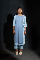 Anemone Blue Handloom Layered Kurta Set