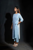 Anemone Blue Handloom Layered Kurta Set
