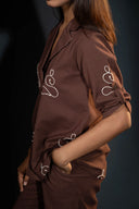 Iris Brown Co-ord Set with Meditation Motifs