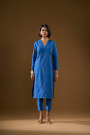 Jasmine Petrol Blue Silk Kurta Set