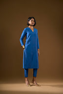 Jasmine Petrol Blue Silk Kurta Set