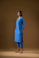 Jasmine Petrol Blue Silk Kurta Set