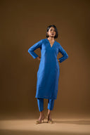 Jasmine Petrol Blue Silk Kurta Set