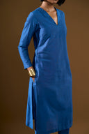 Jasmine Petrol Blue Silk Kurta Set