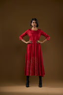 Sage Glossy Maroon Maxi Dress