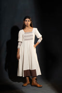 Hellebore Off-White & Brown Smocked Dress