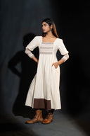 Hellebore Off-White & Brown Smocked Dress