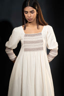 Hellebore Off-White & Brown Smocked Dress