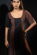 Azalea Mocha and Black Panel Dress