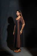 Azalea Mocha and Black Panel Dress
