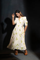 Primrose Beige & Mint Green Wrap Dress