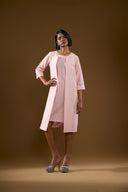 Dahlia Peach-fur Shacket Dress