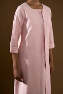 Dahlia Peach-fur Shacket Dress