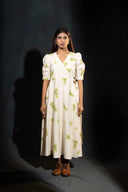 Primrose Beige & Mint Green Wrap Dress