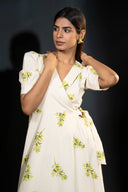 Primrose Beige & Mint Green Wrap Dress