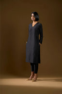 Jasmine Black Silk Kurta Set