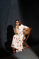 Primrose Beige & Crimson Wrap Dress