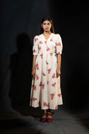 Primrose Beige & Crimson Wrap Dress