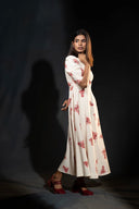 Primrose Beige & Crimson Wrap Dress