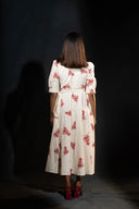 Primrose Beige & Crimson Wrap Dress