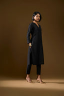 Jasmine Black Silk Kurta Set
