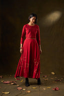 Orchid Red Grid Skirt & Top Set