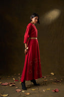 Orchid Red Grid Skirt & Top Set