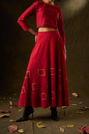 Orchid Red Grid Skirt & Top Set
