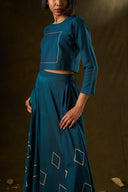 Orchid Teal Grid Skirt & Top Set