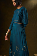 Orchid Teal Grid Skirt & Top Set