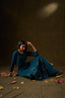 Orchid Teal Grid Skirt & Top Set
