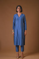 Jasmine Petrol Blue Silk Kurta Set
