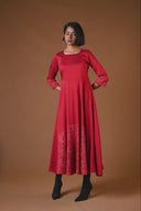 Sage Glossy Maroon Maxi Dress